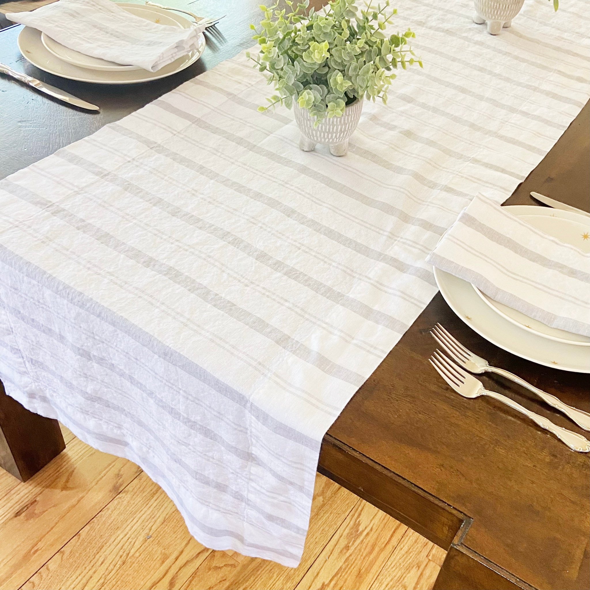 Striped Table Runner by Beflax Linen