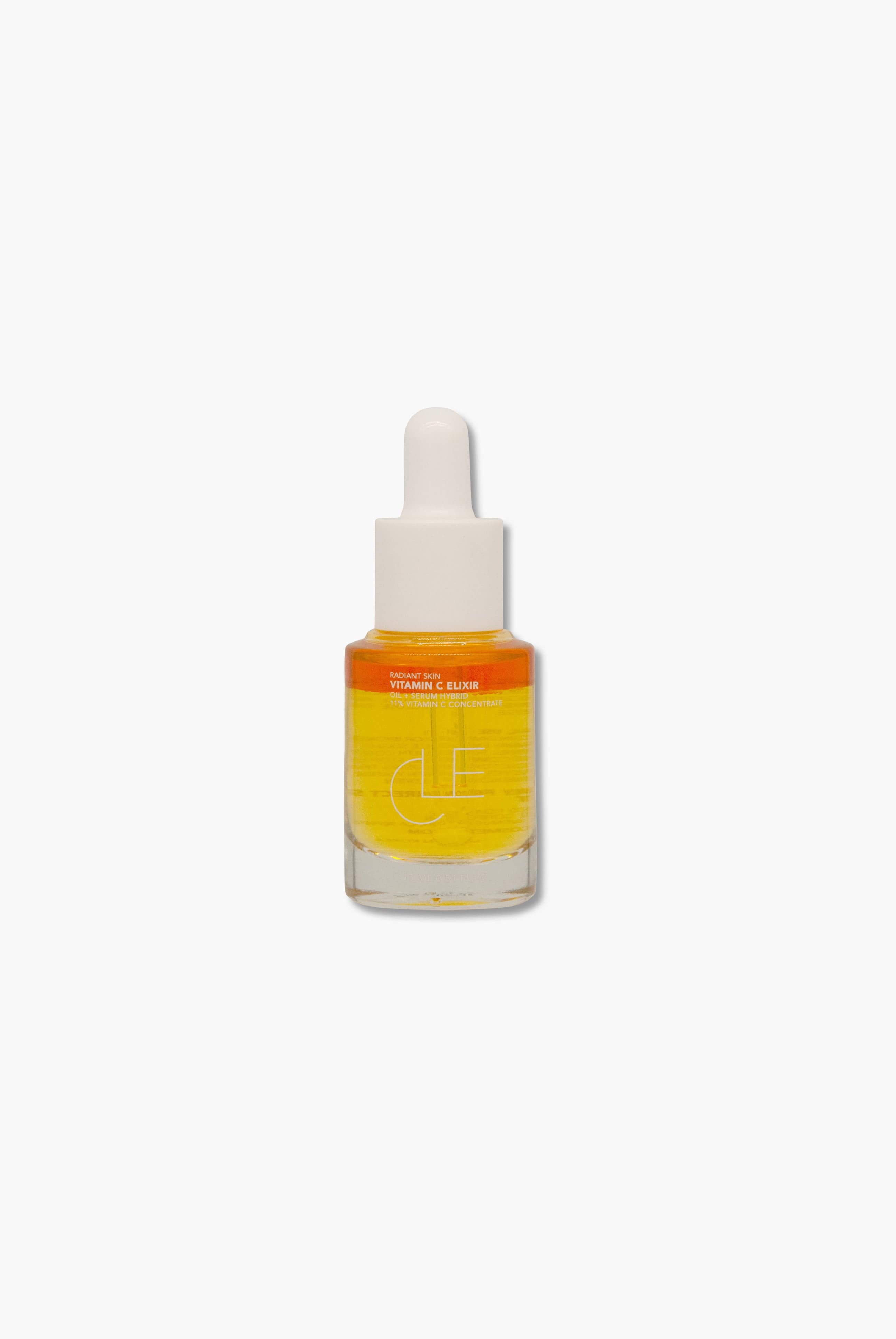 A vial of Vitamin C Elixir against a white background.