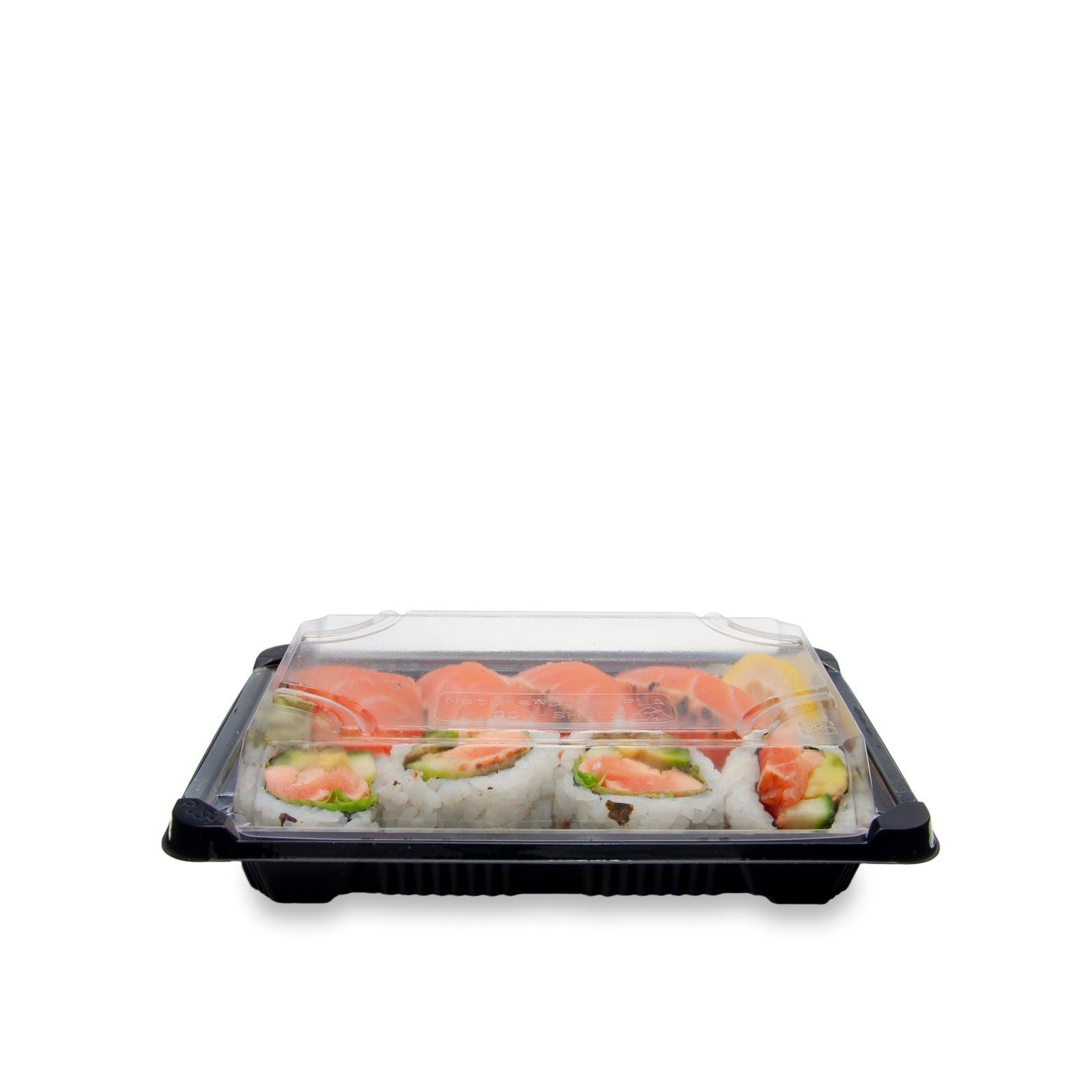 7''x4-7/8''x1-3/4'' PLA Sushi Tray with Lid Combo Case of 300)