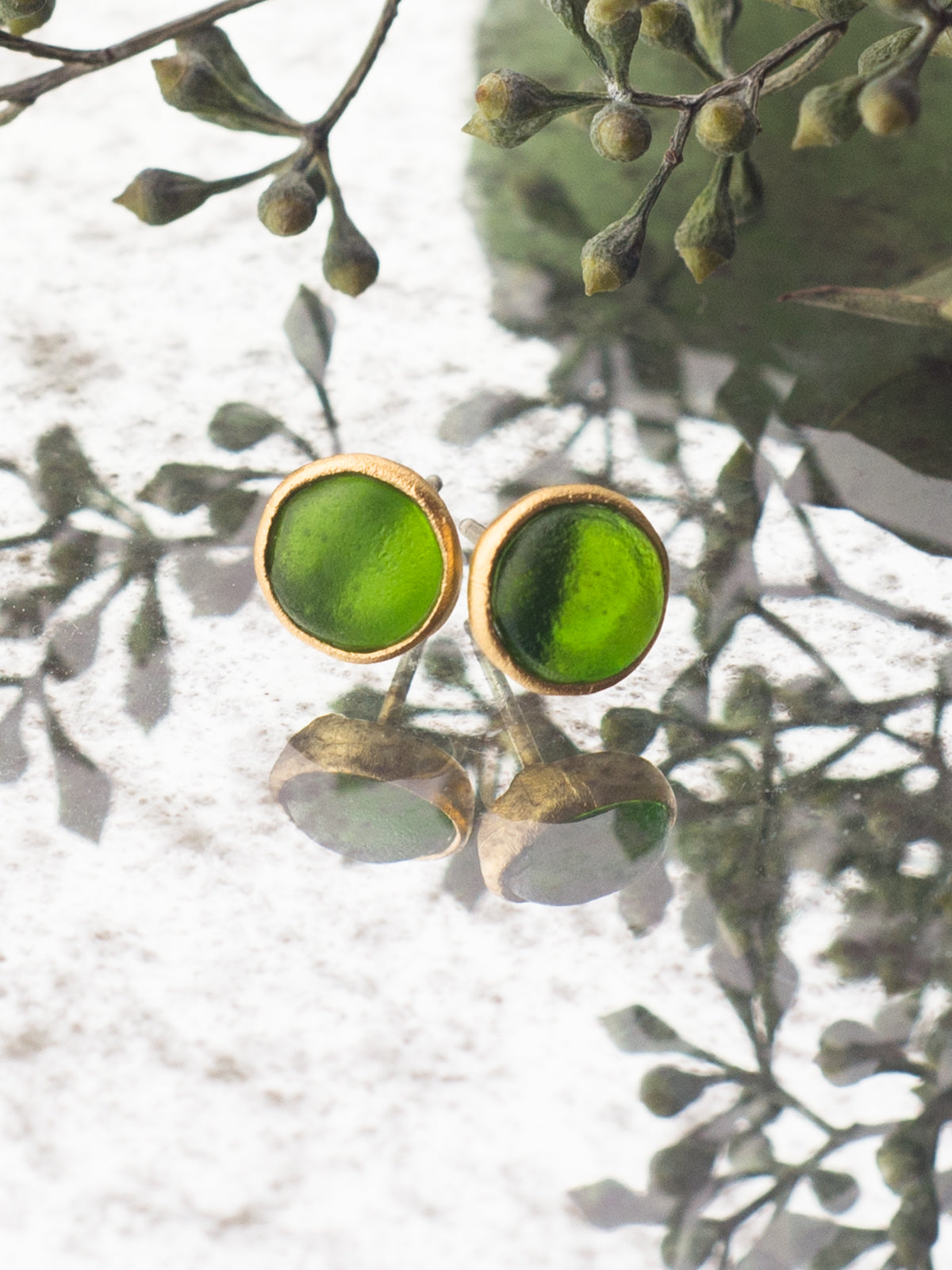 Bright Spot Gold and Glass Stud Earrings by Ash & Rose
